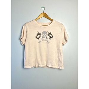 Soul Cycle Skull Cropped Pink Shirt Medium Womens